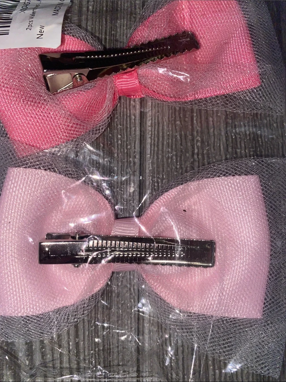 Pink Heart Bow Hair Clips for Kids